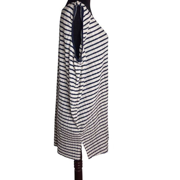 QPS Size 2X Blouse Womens Navy White Striped Sleeveless Scoop Neck NEW - Picture 3 of 6